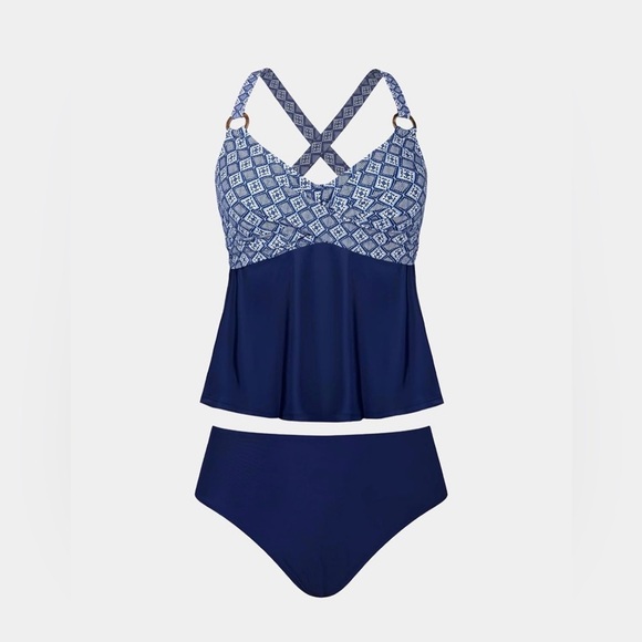 CUPSHE Women Tankini Sets Plus Size Two Piece Swimsuit - Picture 3 of 6